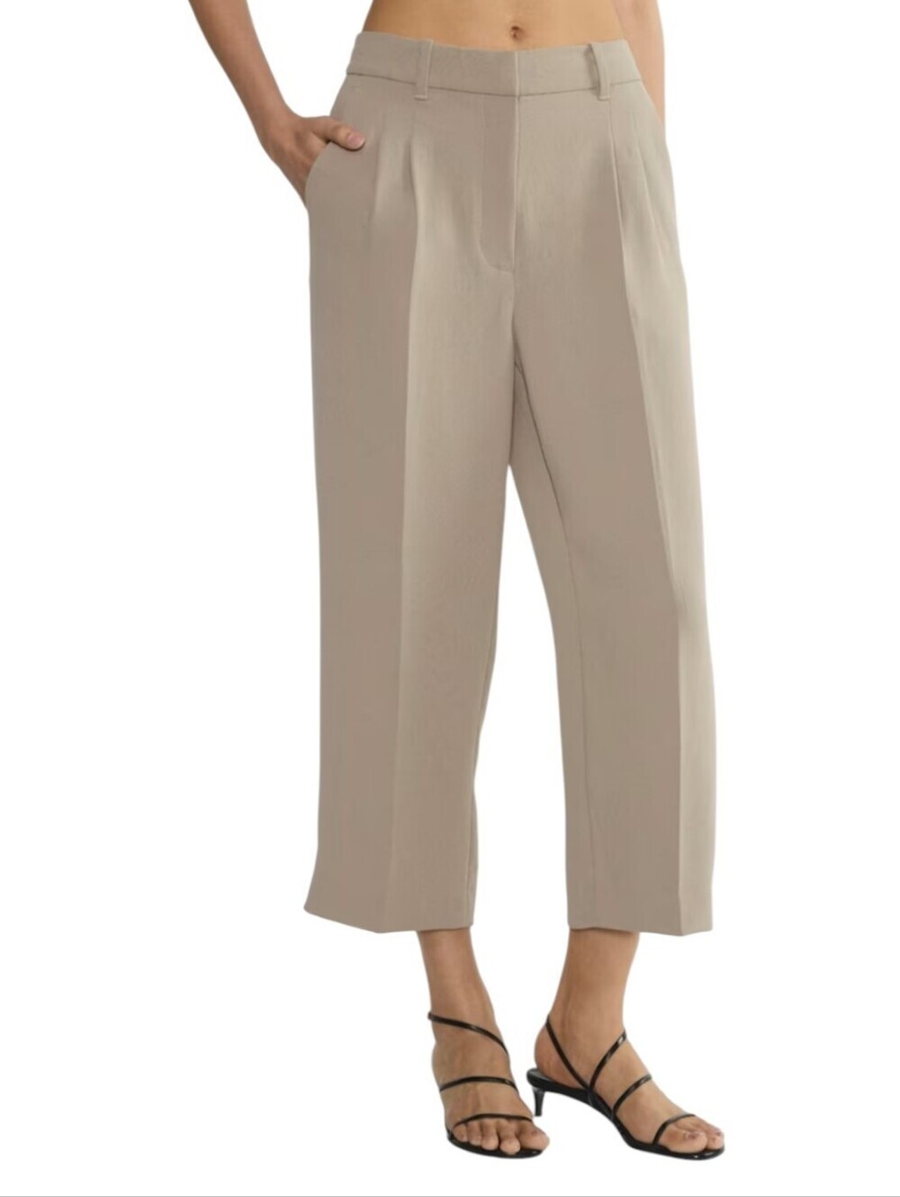 Aritzia The Effortless Pant Cropped Crepette Taupe Women's 4
